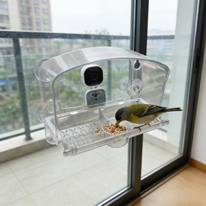 מאכיל ציפורים אקרילי חדשני עם מצלמת Wifi מובנית, זיהוי חכם מבוסס בינה מלאכותית ברזולוציה גבוהה לחלון, אוטומטי - Product Image 1