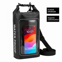 Sac étanche jaune personnalisé à fermeture roulée avec fenêtre transparente et bandoulière amovible, idéal pour la natation, la randonnée et les voyages