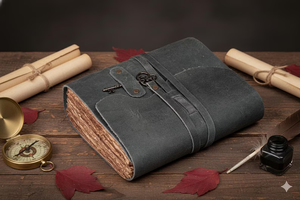 สมุดบันทึกปกหนังทำมือพร้อมกุญแจล็อค สมุดจดบันทึกสไตล์วินเทจ ของขวัญไดอารี่สไตล์เรสติก สมุดบันทึกการเดินทางแบบแฮนด์เมด - Product Image 6