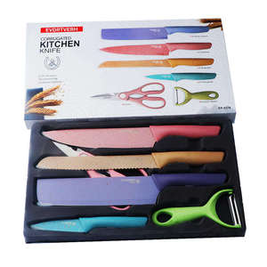 Juego de Cuchillos de Cerámica de Siete Piezas con Tabla de Cortar, Color Rosa, Utensilios de Cocina Duraderos, Mango de Plástico, Hoja Recubierta - Product Image 5