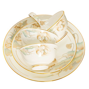 Vaisselle en céramique Jingdezhen, ensemble de plats en porcelaine fine, bol et assiette de style chinois, luxe léger, avec baguettes - Product Image 5
