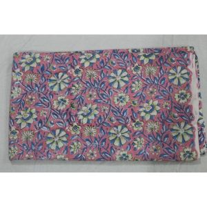 Tela de Algodón Suave con Estampado Floral en Bloques Rosa y Azul, Diseño Jaal, para Ropa de Verano, Tela Africana Hecha a Mano para Confección de Vestidos y Bolsos - Product Image 5