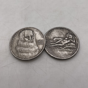 1 pièce, pièce de monnaie artisanale Da Vinci 1452-1519, pièce de monnaie en argent, collection commémorative, pièces de monnaie anciennes, cadeau commémoratif, cadeau Da Vinci - Product Image 1