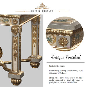 Yips, serie europea de resina, tallado a mano, patrón de rosa azul pintado a mano, mesa auxiliar clásica para sala de estar - Product Image 6