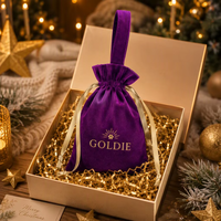 Sac fourre-tout de luxe en velours imprimé sur mesure avec logo en relief et fermeture à cordon pour cadeaux de mariage