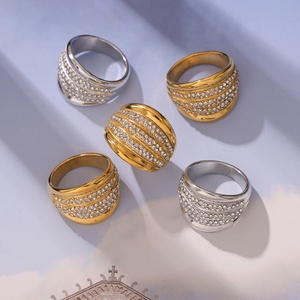 Anillos Vintage de Oro de 18k con Moissanita y Circonita para Mujer, Anillos Punk de Titanio para Hombre, Juego de Joyería de Acero Inoxidable - Product Image 1