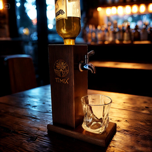 Distributeur de boissons alcoolisées en bois pour comptoir, pour une seule bouteille, <span class=keywords><strong>avec</strong></span> <span class=keywords><strong>robinet</strong></span>, pour bourbon/scotch, cocktails - Product Image 6