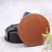 Ensemble de sous-verres ronds en cuir PU avec logo personnalisé, étui en cuir à fermeture à pression, tapis de table pour tasses, fournisseur en gros