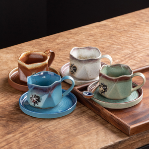 Taza de café con leche retro única con efecto de transmutación, taza de espresso 3D con diseño de mariquita, juego de taza de té con cuchara y platillo de mariquita caprichosa para regalo. - Product Image 1