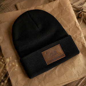Gorro de Punto Negro y Gris con Logotipo Personalizado, Bordado OEM, Parche de Cuero, Alta Calidad, Unisex, Premium, para Invierno, Venta al Por Mayor - Product Image 3