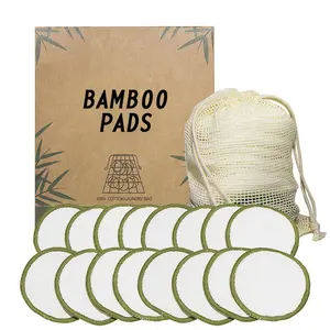 Eco Friendly Bamboo Cotton Reusable Plain Cleaning Pad Makeup Remover Pads