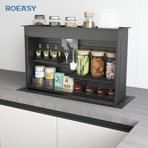 ROEASY Modern <strong>Kitchen</strong> Countertop Hidden Drop-Down Spice Rack Motorized Lift System Acrylic for Condiment Spice <strong>Storage</strong> <strong>Kitchen</strong> - Product Image 1