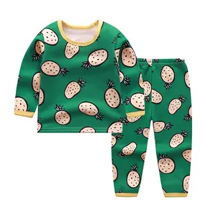 2020 Winter Baby Fleece Gevoerde Pyjama Kids Thermische Pyjama 100% Katoen Jongens Meisjes Ondergoed Pyjama Sets