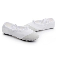 Ballerines classiques Tan et blanches chaussures de danse de ballet en toile marron pour femmes, filles et enfants