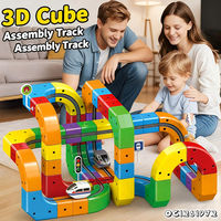 Jouets de construction en briques pour enfants, 123 pièces, bricolage, voie ferrée 3D, camion, train, voiture, cube