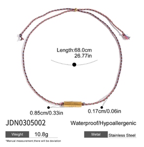 Collana di fascino da donna ciondolo di madreperla con ciondolo esagono inciso a corda colorata a tema d'amore delicato catena a maglie per gioielli - Product Image 4