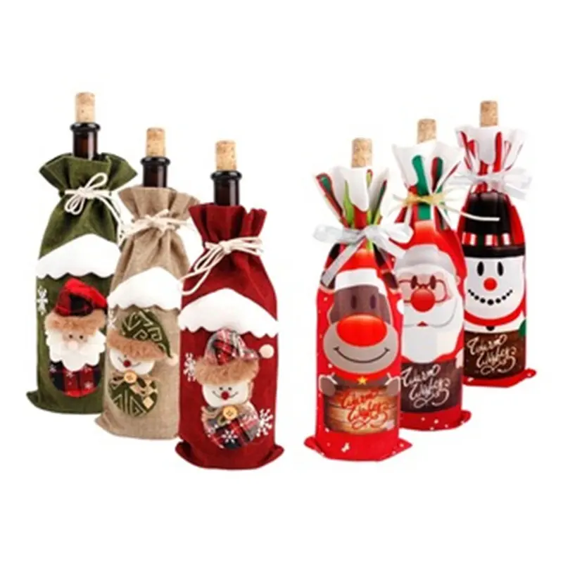 2023 SY Merry Christmas Decor Wine Bottle Cover ations Home Stocking Gift New Year's