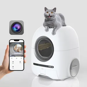 Nouveau design de mode logo personnalisé produits pour animaux de compagnie autonettoyant en plastique auto intelligent chat toilette tuya