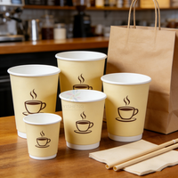 Gobelets en carton personnalisables avec impression de logo pour café à emporter, 8oz, 12oz, 16oz, à double paroi, jetables, pour café chaud