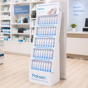 Présentoir en carton ondulé inclinable, support en papier personnalisé avec logo OEM pour la merchandising quotidienne des produits de détail en supermarché - Product Image 1