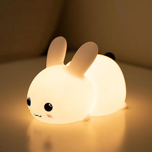 2026 Cute Animal Rabbit LED Colorful lights Night Light Soft Silicone Bedroom USB Rechargeable <b>Lamp</b> for baby Kids - Product Image 4