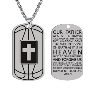 Stainless Steel Cross Necklace Men Sports Ball Pendant <b>Dog</b> <b>Tag</b> Religious Gift Jewelry Fashion Pendants Charms - Product Image 5