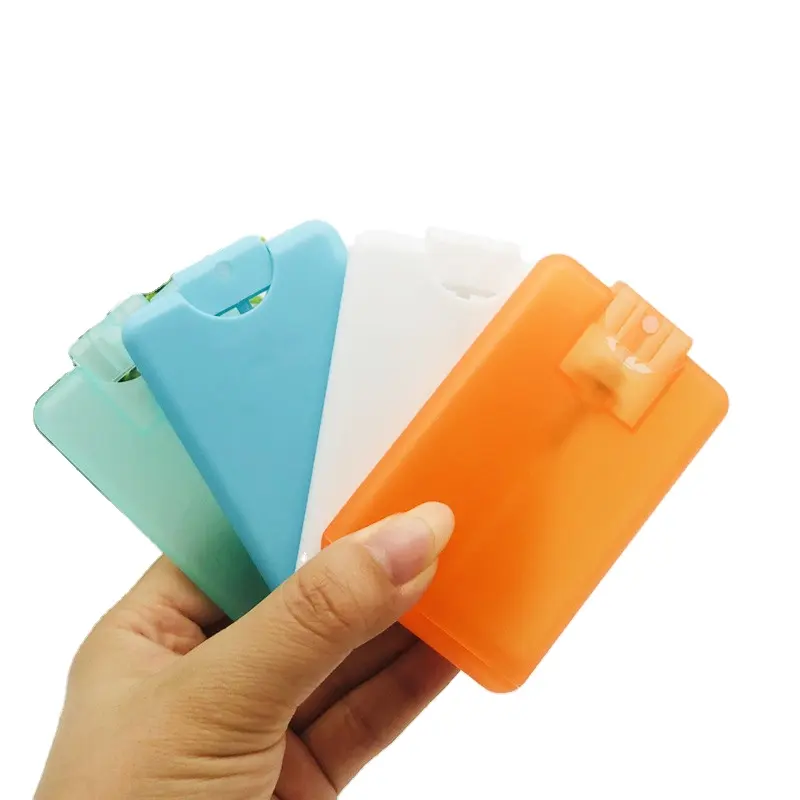 Разноцветные полипропиленовые флаконы с распылителем 20 мл, пустые пластиковые карманные флаконы для духов в форме кредитной карты для путешествий