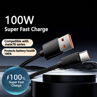 Câble de charge USB A vers Type C 6A 100W super rapide, cordon de chargeur tressé en nylon pour téléphone portable Type C
