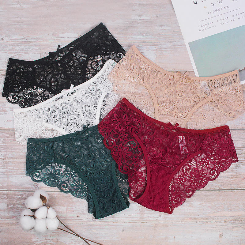 Wholesale Lace Panties Sexi Mature Girls Brief Breathable See Through Women's Underwear