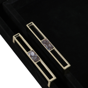 Vassoio Decorativo in Camoscio Nero con Manici Dorati per Tavolino da Caffè, Camera da Letto, Bagno, Portaoggetti per Gioielli - Product Image 5
