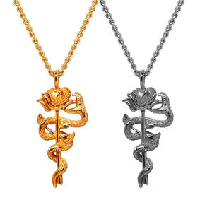 Vintage Rose <span class=keywords><strong>Serpent</strong></span> Collier Premium En Acier Inoxydable 18k Plaqué Or <span class=keywords><strong>Serpent</strong></span> Rose Pendentif Collier Accessoires Bijoux Pour Hommes - Product Image 1