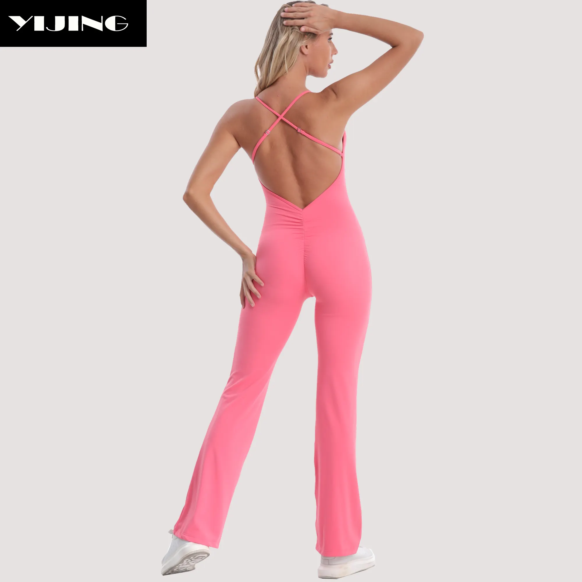 Tùy Chỉnh Thiết Kế Mới Với Bùng Chân Một Mảnh Điêu Khắc Và Định Hình Jumpsuit Scoop Cổ Activewear Áo Liền Quần Của Phụ Nữ Phòng Tập Thể Dục Jumpsuit