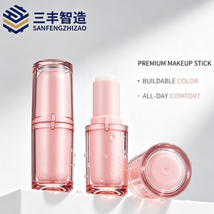 หลอดลิปสติกทรงกลมสีชมพูใสสองชั้นแบบเปล่าสำหรับลิปบาล์มและเครื่องสำอาง - Product Image 1