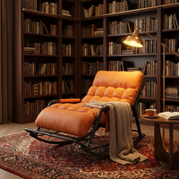 Fauteuil à bascule double usage, canapé de loisirs, design moderne, métal, coton, cuir PU, appartement, chambre à coucher