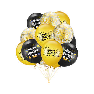 Or noir bonne année 2024 feuille ballon 2024 joyeux noël réveillon décorations de fête pour la maison ornements fête faveur SET0259 - Product Image 5