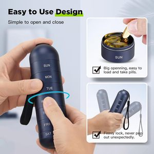 Gantungan Kunci tempat pil portabel, penyusun kotak pil mingguan aluminium dengan kompartemen yang dapat dilepas untuk obat vitamin - Product Image 5