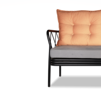 Fauteuil de jardin moderne en métal industriel avec coussin en tissu, confortable, pour villa, patio, balcon, terrasse, mobilier d'extérieur de luxe