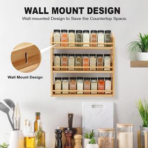 Estante de especias de madera de 3 niveles, organizador de encimera para almacenamiento en la cocina - Product Image 3