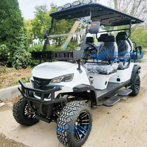 Voiturette de golf électrique tout-terrain en acier métallique bleue avec semi-toit, véhicule de tourisme pour parcs, batterie lithium/plomb-acide - Product Image 2