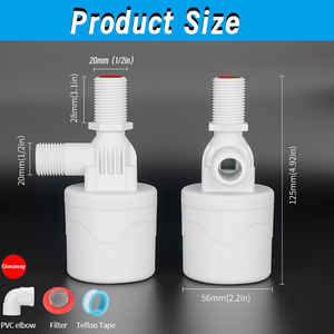 Vanne flottante en plastique de 1/2 pouce, vanne à flotteur automatique pour le contrôle du niveau d'<span class=keywords><strong>eau</strong></span> dans les réservoirs - Product Image 6