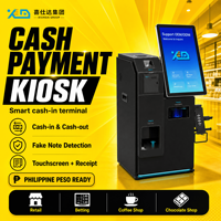 Kiosque de paiement automatique en espèces avec détection de faux billets, lecteur de codes-barres SDK, imprimante de reçus pour usage intérieur dans les magasins de proximité