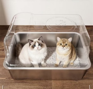 Edelstahl-Katzenklo Vollständig Geschlossene Katzentoilette Geruchsdicht Spritzwassergeschützt Quadratisches Design 96L Kapazität Umweltfreundlich - Product Image 2