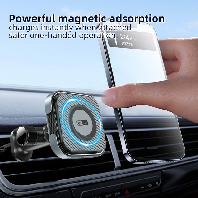 2026 15W Magnetic Wireless Car Charger Fast Charging Car Phone  Strong Magnet Mobile Phone Used for Car