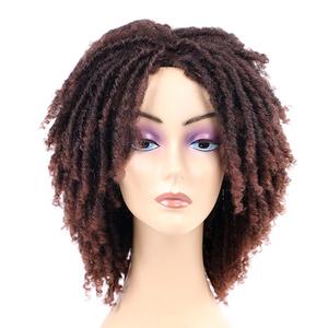 Offre Spéciale <span class=keywords><strong>Court</strong></span> Brun Doux Perruques Synthétiques Pour Les Femmes Noires Haute Température Dreadlock Cheveux Tressage Crochet Torsion Fiber Perruque de Cheveux - Product Image 3