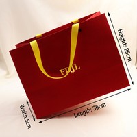 Sacs en papier personnalisés de luxe biodégradables et écologiques pour vêtements et cadeaux, couleur rouge vin, avec estampage doré, vente en gros