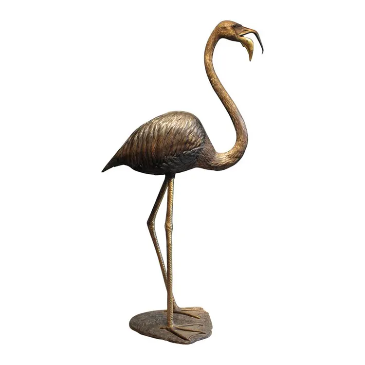 Decorazione domestica moderna del metallo artigianato uccello scultura flamingo metallo statua di bronzo