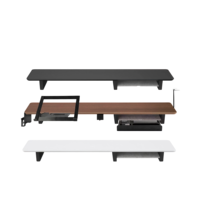 Support surélevé pour écran en bois de noyer noir traité à l'huile, hauteur 11 cm, avec rangement de bureau, pour maison et bureau, T1