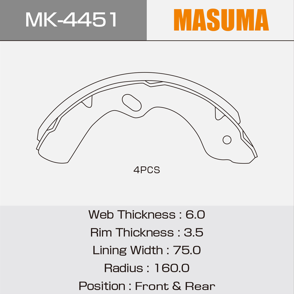 MASUMA MK-4451 Brake System for ISUZU ELF - 12 Month Warranty