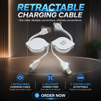 Cable de Carga Retráctil Multi Interfaz 6 en 1, Cable Micro USB Tipo C, Cables de Carga Rápida Múltiples Portátiles, Logotipo Personalizado