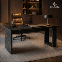 Bureau moderne en marbre noir et or sur mesure avec surface polie, durable, écologique et imperméable pour les projets d'hôtels et de villas